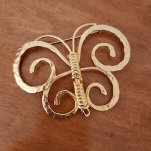 Premier Designs Gold Butterfly Swirl Brooch
